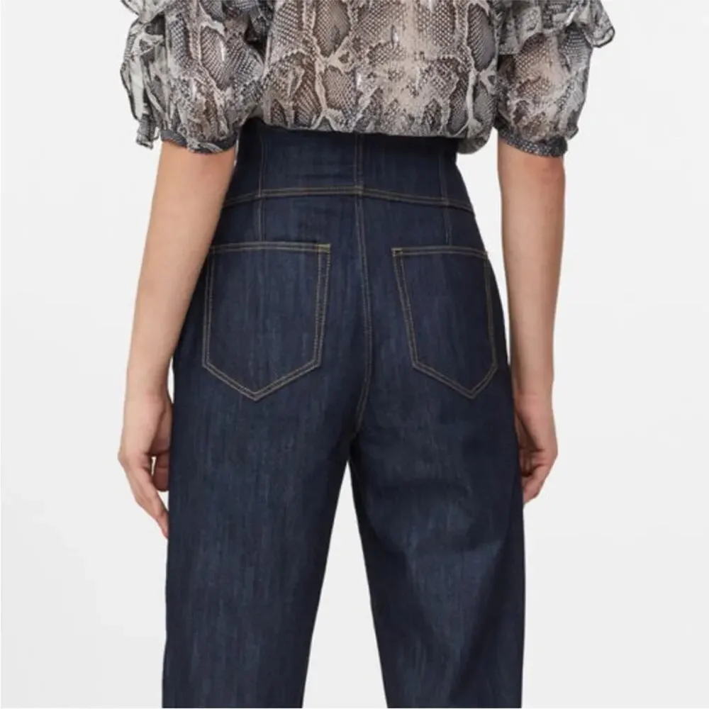 La Vie Rebecca Taylor Pleated High Rise Jeans Dark Indigo Wash 26